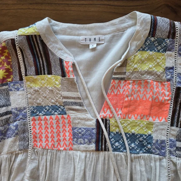 THML Anthropologie Embroidered Patchwork Boho Top, Small - Picture 5 of 8